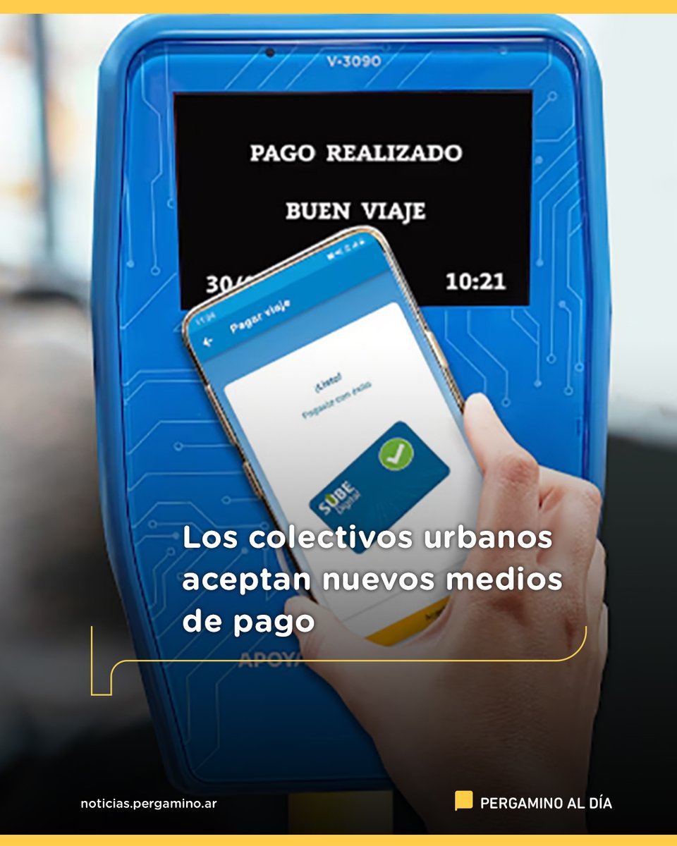 Los colectivos urbanos aceptan nuevos medios de pago
pergaminoaldia.ar/los-colectivos…
#SUBE #NFC