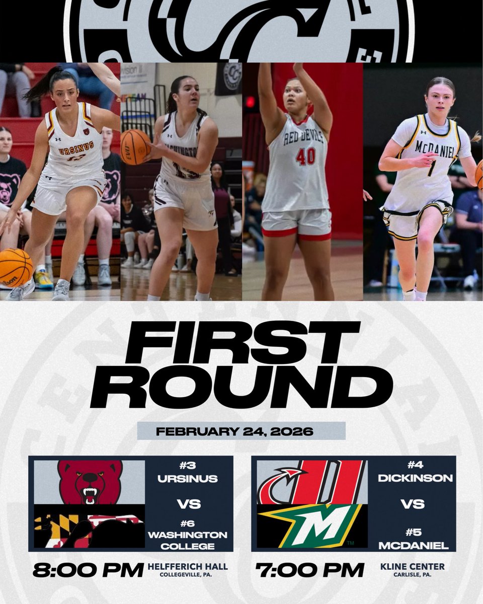 CentennialConf's tweet photo. BASKETBALL FIRST ROUND
The 2026 Centennial Conference Men’s & Women’s Basketball Tournaments get underway tonight!
WBB Champs Central: https://t.co/YcqoQpPeVx
MBB Champs Central: https://t.co/MzbjSWDzZe
#CCmbb #CCwbb #d3hoops https://t.co/wZPdVleUUH