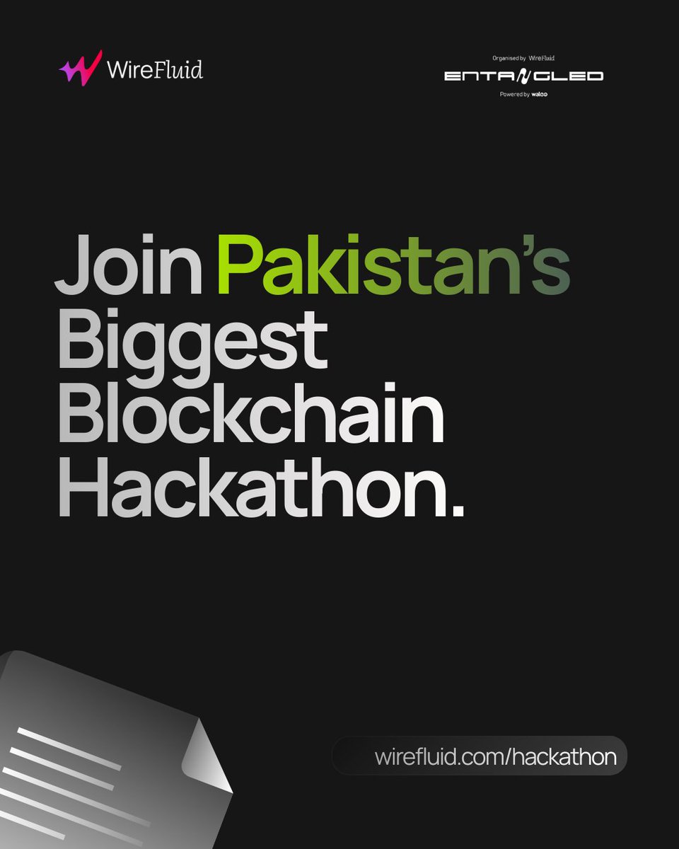 wirefluid's tweet photo. Entangled 2026 is here — Pakistan’s biggest blockchain hackathon. 🇵🇰

10,000,000 PKR in prize money for the teams that actually build and ship.

Join in person or compete online from anywhere in Pakistan.

PSL projects get 3X edge to win 🏆 

Register: https://t.co/Oiirgnub4b 🚀 https://t.co/V8V68gIKxC