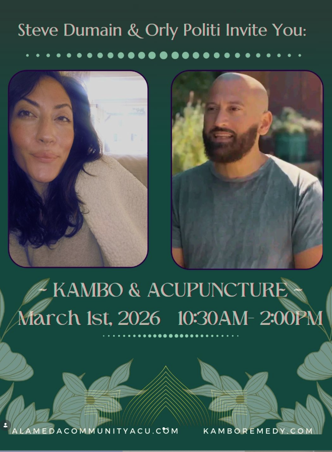 HolisticAlameda's tweet photo. Join AlamedaCommunityAcupuncture &amp; @KamboRemedy for March 1st retreat. Kambo is a revitalizing #Amazonian #detox ritual, followed by acupuncture. RSVP/deposit req'd. Info: https://t.co/QrwbLzxCl1. Deposit: https://t.co/WpYcdpvEj6. Sliding scale possible, extra for Kambo medicine https://t.co/4TIeqqyxUP