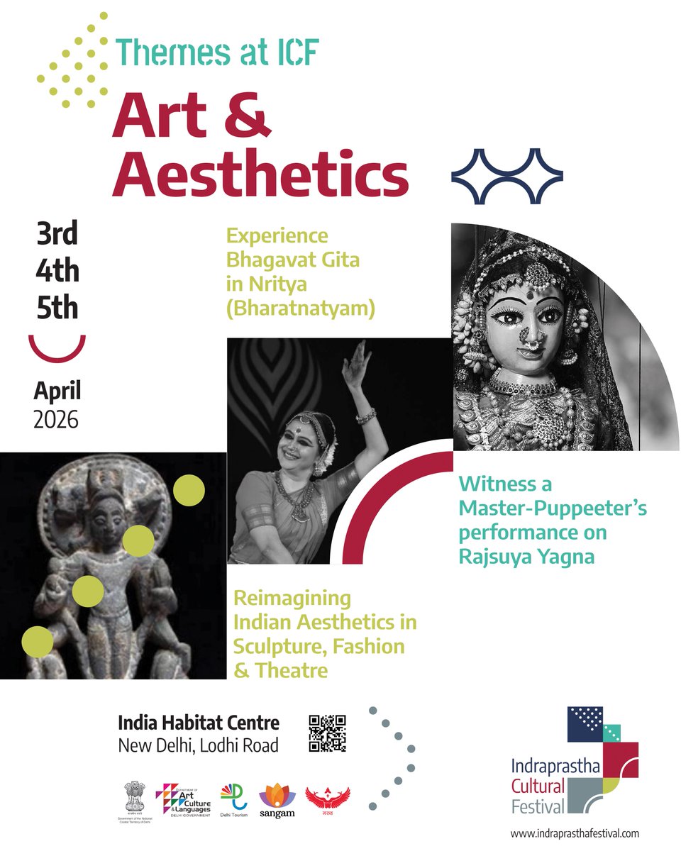 A spotlight will turn on, a mudra will rise, and a civilisation will speak.
At ICF 2026, Art &amp; Aesthetics will not merely be discussed; it will also be experienced. The Bhagavad Gita in Bharatanatyam, the Rajsuya Yagna through masterful puppetry, and conversations on Indian