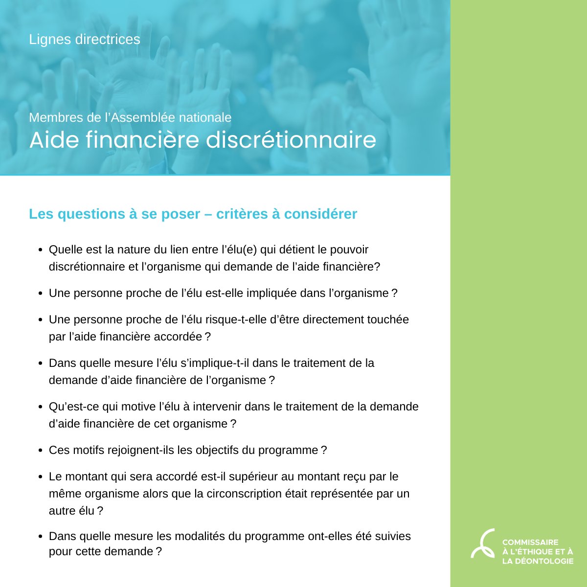 Commissaire à l'éthique et à la déontologie tweet media