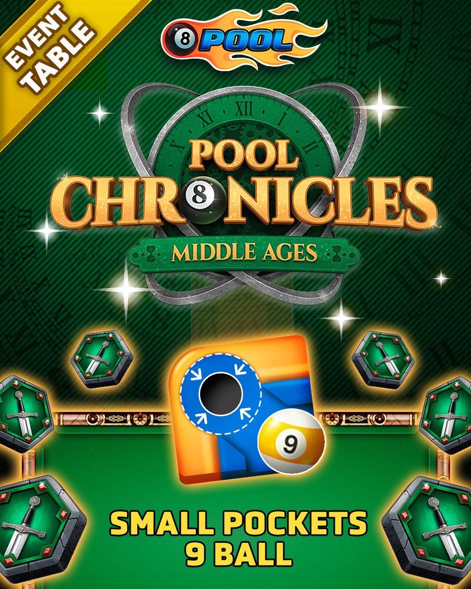 8ballpool's tweet image. NEW #PoolChronicles Event Table ⚔️
Play Now » mcgam.es/WbREuT

🎁 Battle foes in fun #SmallPockets #9Ball matches and earn extra Tokens for your choice of new rewards

🗓️ Ends Thurs Feb 26, 10am UTC

#8BallPool