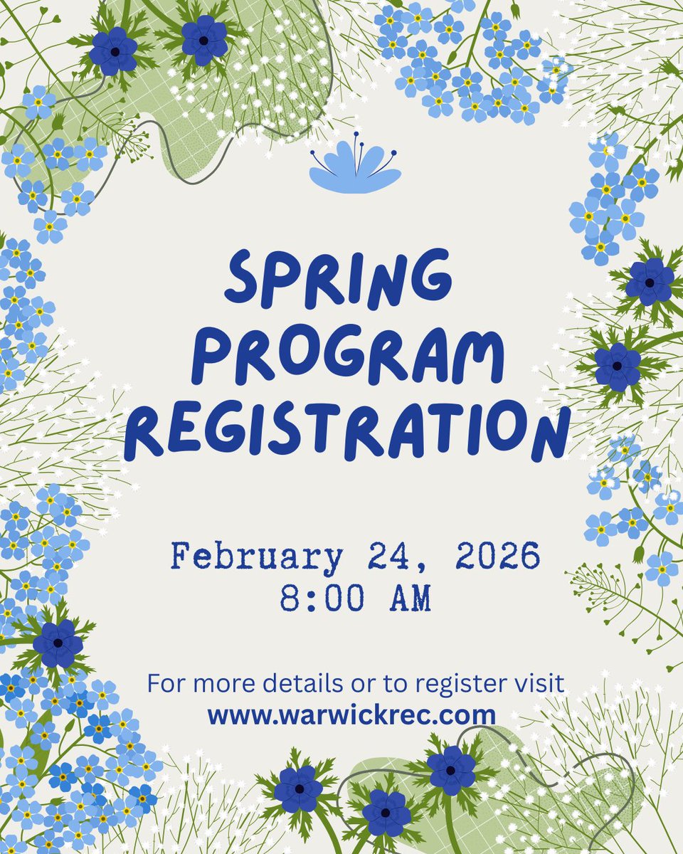 Spring Program Registration is now OPEN!  View program offerings or register at warwickrec.com!