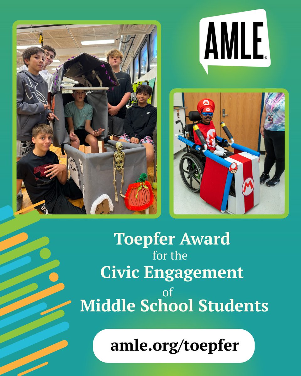 Do you know a school or community initiative that empowers young adolescents through altruism and creative arts? Nominate it for the Dr. Conrad Toepfer Award for the Civic Engagement of Middle School Students! 

The award is granted to projects or programs that empower students