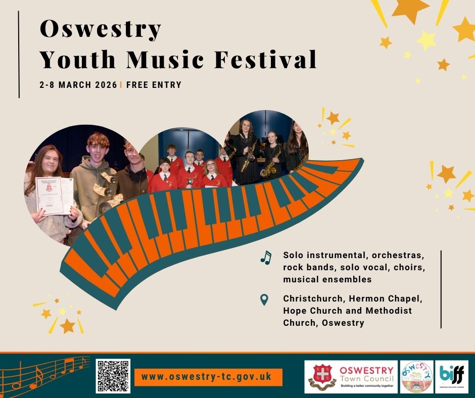 OswestryTC's tweet image. Next week sees the start of Oswestry Youth Music Festival – 2-8 March 🥳

Entry is free and you are welcome along to enjoy the music 🥰

Info + full programme: tinyurl.com/meemna6v

#oswestry #whatson #musicfestival #youth #youthmusic #loveoswestry 💕