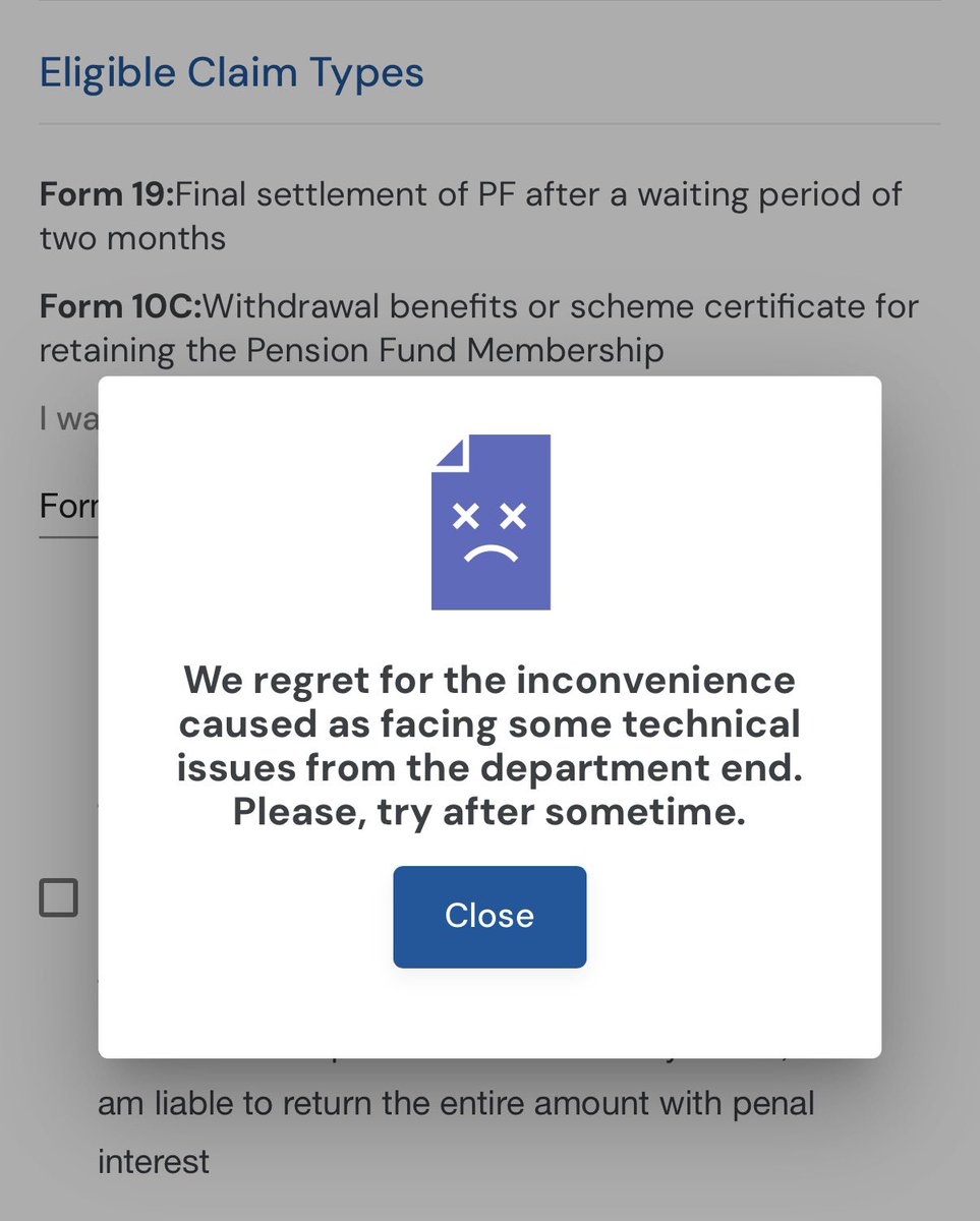 UV2710's tweet photo. @officialepfo unable to withdraw pension amount , trying since last 10-15 day , PFA error msg and help to resolve the same.
Let me know whatever additional details required. https://t.co/kESeRR2x6h