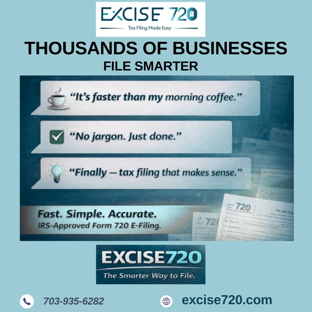 excise720's tweet image. Faster than your morning coffee seriously. Thousands of businesses across the U.S. are ditching the tax filing headache and choosing Excise 720 for their quarterly Form 720 e-filing. 
Don't let excise tax filing slow you
 excise720.com

#Excise720 #FileSmart #Form720