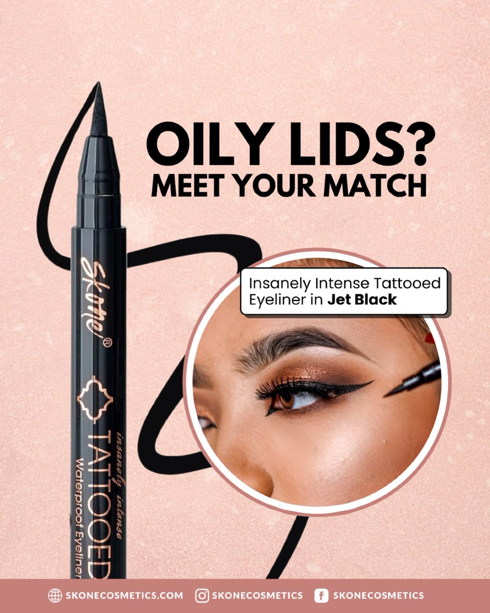SKONEcosmetics's tweet image. Blame it on oily lids all you want… this Insanely Intense Tattooed Eyeliner doesn’t care. 😏 It’s bold, precise, and staying put no matter what.

#makeupartist #makeupaddict #makeuplover #beautybrand #makeupbrand #cosmeticbrand #crueltyfreemakeup #skonecosmetics