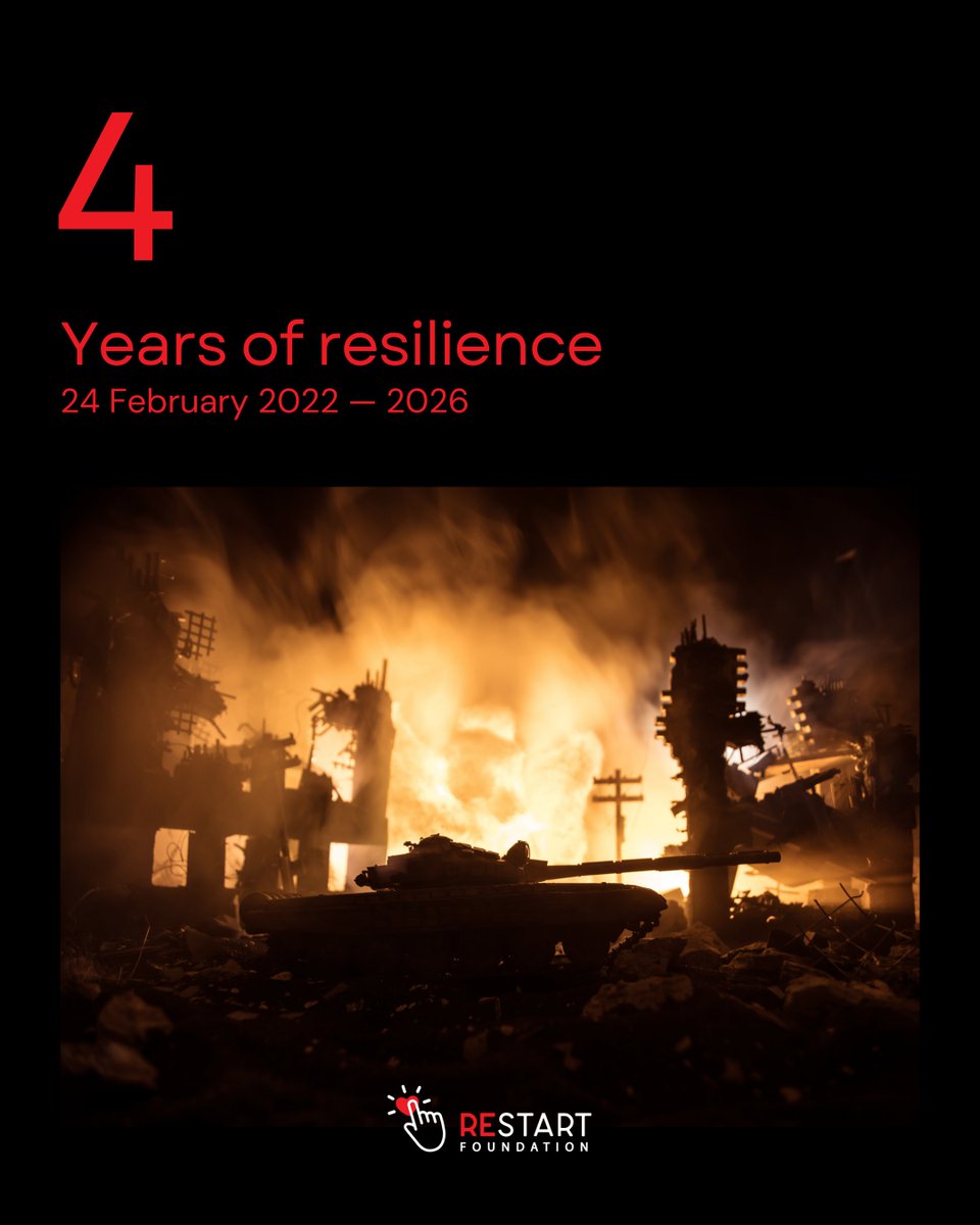 RestartCharity's tweet photo. 24 February. Four years of war in Ukraine.

Children have grown up in crisis — but also in resilience.

At Restart Foundation, we support psychological resilience in war-affected communities.

Recovery starts with mental health.

🔗 https://t.co/s3DwAFsOQP

#24February #Ukraine https://t.co/o6JTG4fDv8