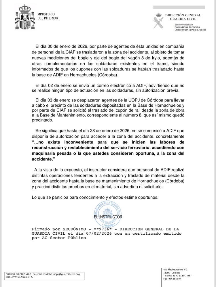 Lo de los trenes. El informe de la guardia civil. Vaya pillada…