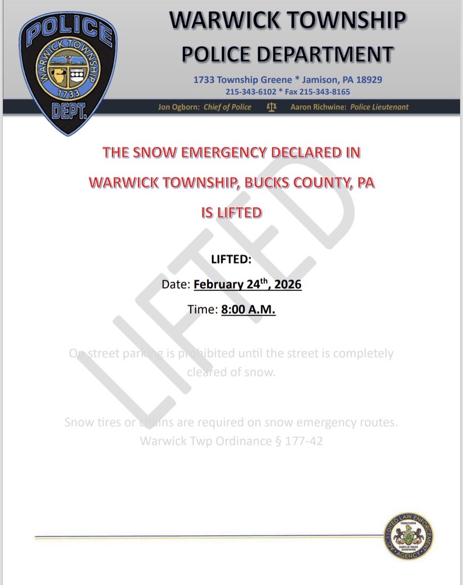 Our snow emergency has ended. Thank you for your help.