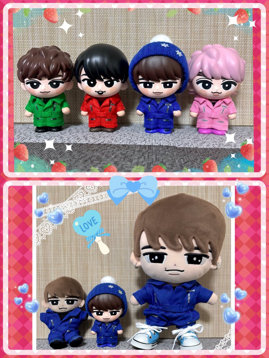 しょぴビちゃん達💙🩷💚❤️に 頼んでたつなぎが届いた〜🥰 小さくて