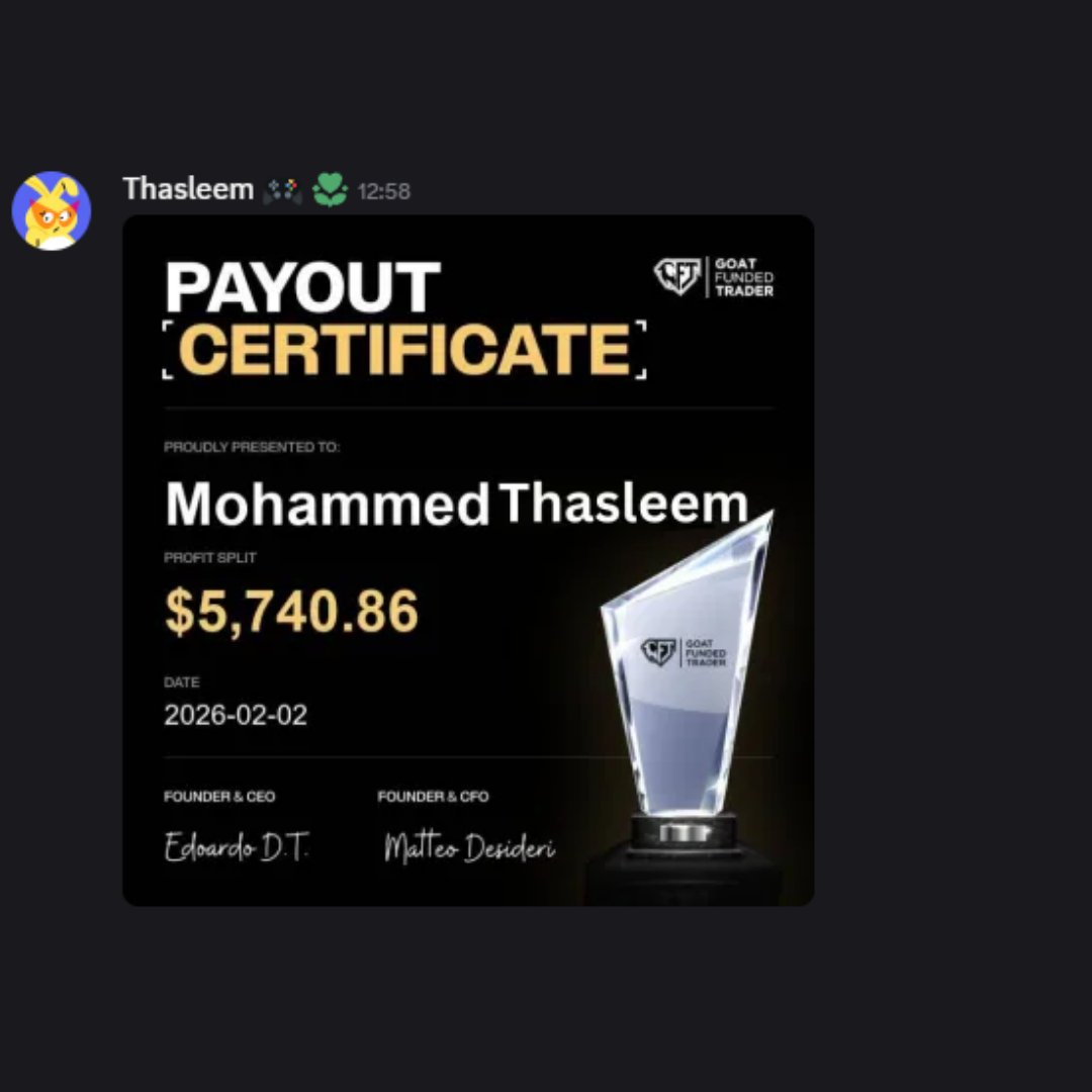 GoatFunded's tweet photo. 🎉 ANOTHER WAVE OF GFT REWARDS SENT! 🎉

Results don’t lie. Consistency pays.

Huge congratulations to our latest funded traders:

💰 Julius – $2,800.90
💰 Ayesha – $6,300.00
💰 Mohammed Nisfan – $5,740.86
💰 Amuzan Andrei – $1,160.83

This is what happens when discipline meets opportunity.

Who’s locking in the next reward?