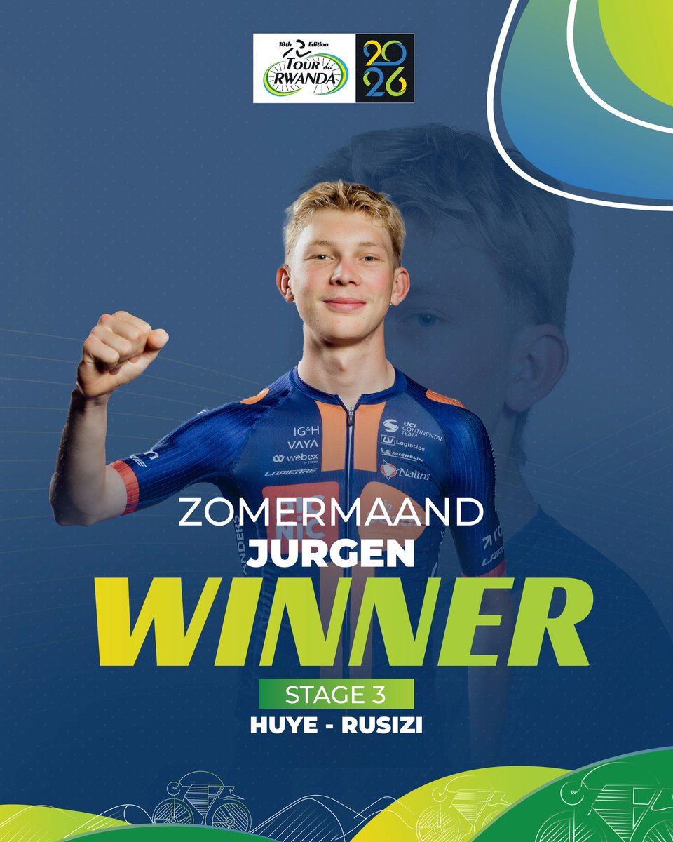 Rwanda_Sports's tweet photo. 🚨Jurgen Zomermaand is the winner of the 3rd stage of #TdRwanda2026 🔥👏

#RwandaSports https://t.co/WEugwQYUBm