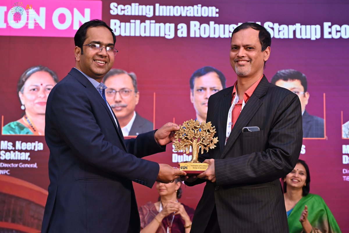 PravKumarr's tweet photo. A focused session on Scaling Innovation – Building a Robust AI Startup Ecosystem at  #IndiaAIImpactSummit2026. The Summit was not just about cutting-edge AI products, sovereign models or tech showcases. It was about serious conversations shaping direction. https://t.co/ssJP5U5GRM