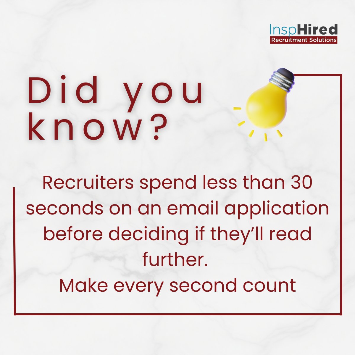 InspHiredSA's tweet photo. First impressions happen in the inbox!
Make sure yours is professional, clear and recruiter ready.
#LetsGetYouInspHired #InspHiredCares #TheInspHiredWay #CareerLab #RecruitmentTips https://t.co/HKFVnAXXdX