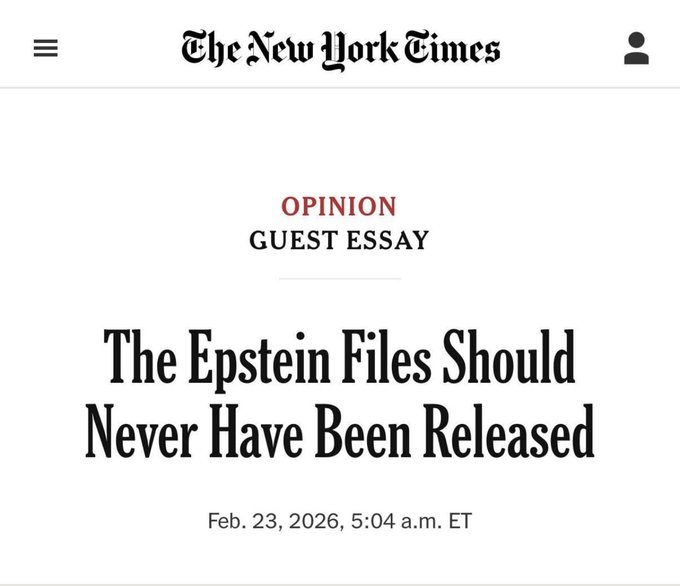 Rezilliğe bakar mısınız?
New York Times (NYT), "Epstsein dosyaları hiç yayınlanmamalıydı" diyor. 
Türkçesi: Yaptığımız pislikler, iğrençlikleri kimse duymasın demek istiyorlar.
Demek ki bu dosyalarda NYT' nin de gocunacağı bilgiler var.
NYT' nin sahibi Ochs-Sulzberger ailesi