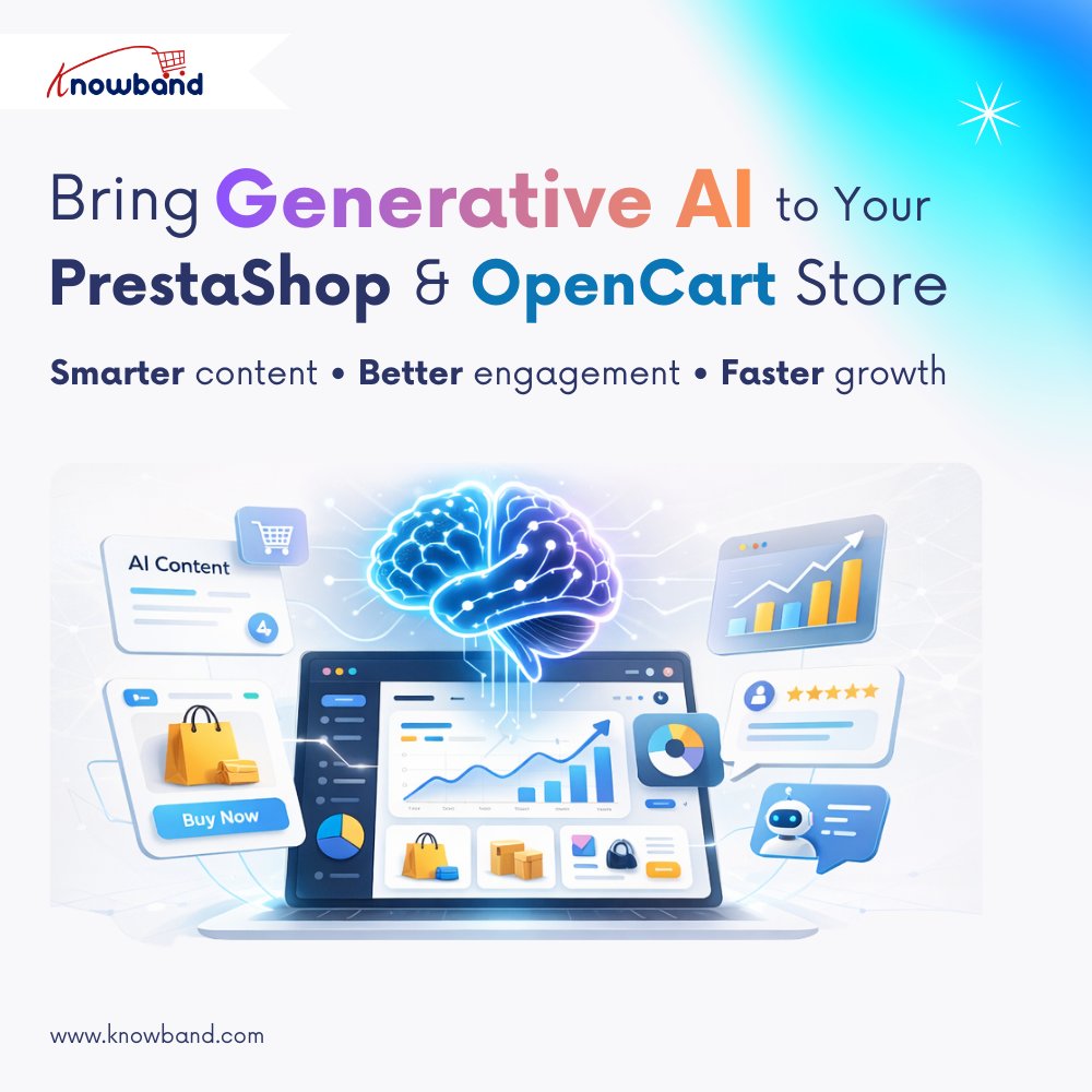 KnowbandPlugin's tweet photo. Upgrade your eCommerce store with Gen AI by Knowband

✅ AI Content Generator &amp; Translator
✅ AI Chatbot for 24/7 support
✅ LLMs TXT Generator for better product discovery

No complex setup. No technical expertise required.

🔗 https://t.co/9saZ9umNzx

#GenerativeAI #Knowband https://t.co/MhCSGxzLwC