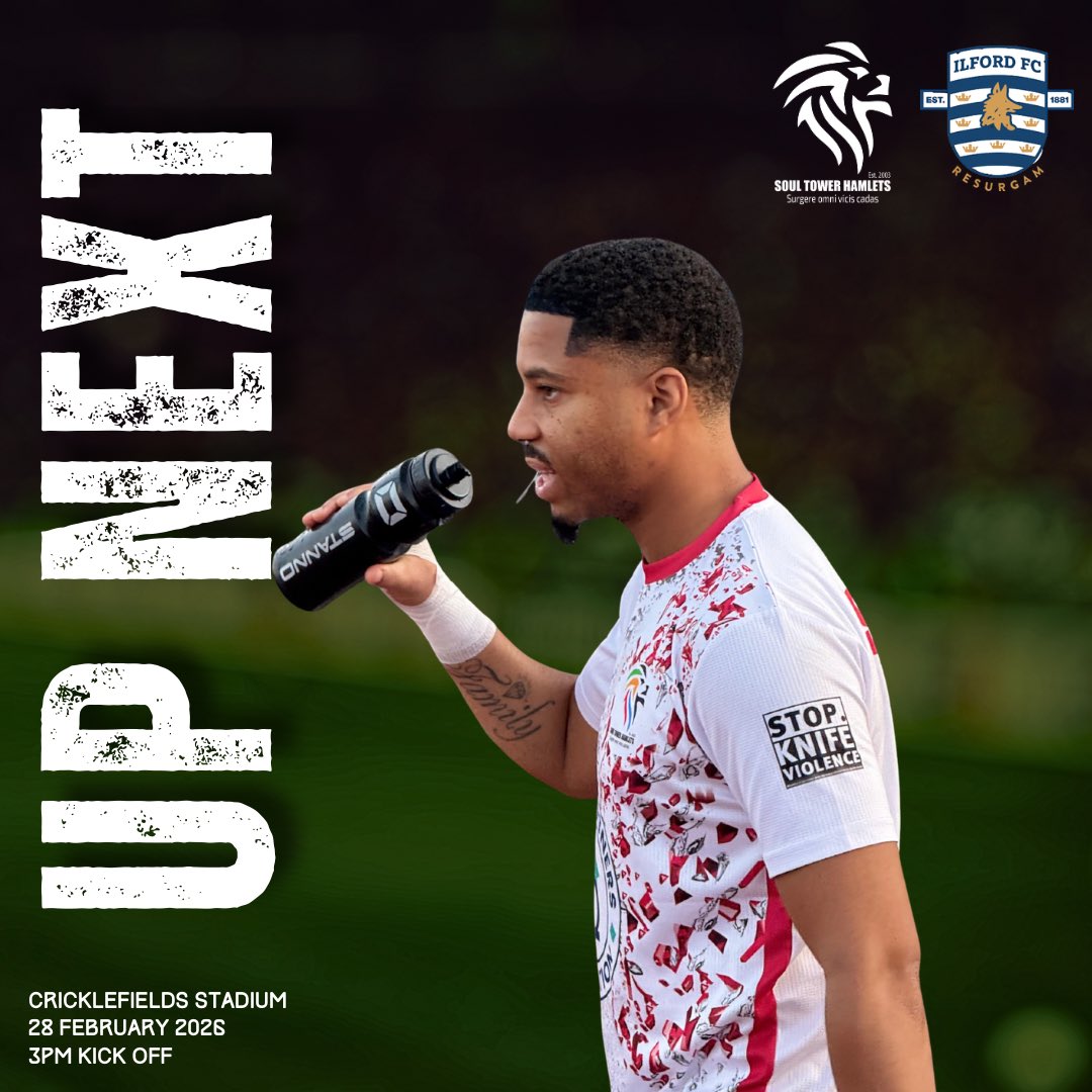 SoulTHFC's tweet photo. ON THE ROAD.
We travel this Saturday for another big test.
๐
28 February
๐๏ธ Cricklefields stadium
โฐ 3PM Kick Off
Locked in. Focused. Ready. ๐ชโฝ
See you there, travelling faithful.
#AwayDay #SoulTowerHamlets #Matchday https://t.co/o9ia7WYfZJ