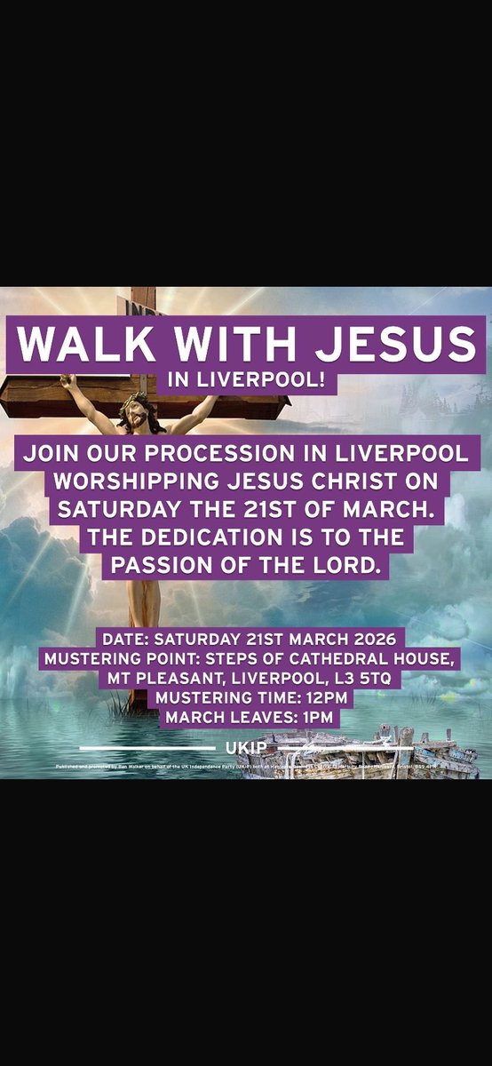 Join us in Liverpool this is the best procession for Jesus Christ Liverpool will see for a while <a href="/NickTenconi/">Nick Marcel Tenconi</a> <a href="/UKIP/">UKIP</a> <a href="/BenWalkerUKIP/">Ben Walker 🟣</a>
