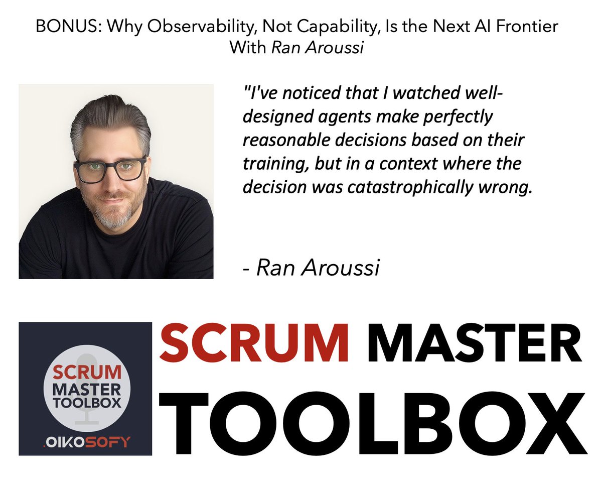 scrumpodcast's tweet image. 💡 "When you chat with ChatGPT, it works great. Deploy it to real users? Infinite variation, non-native speakers, edge cases nobody imagined." Ran Aroussi on the gap between demos and production AI 🎧 scrum-master-toolbox.org/2026/02/podcas… #ProductionAI @duarte_vasco