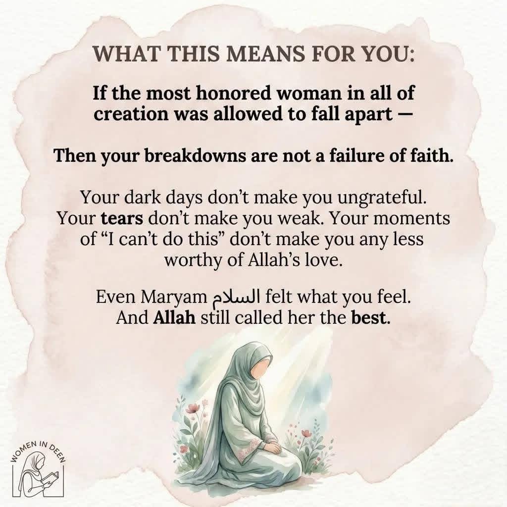 Astridueil's tweet photo. The most honored woman in the Quran once wished she was dead. If she was allowed to feel that — so are you. https://t.co/rNzYReYEG8