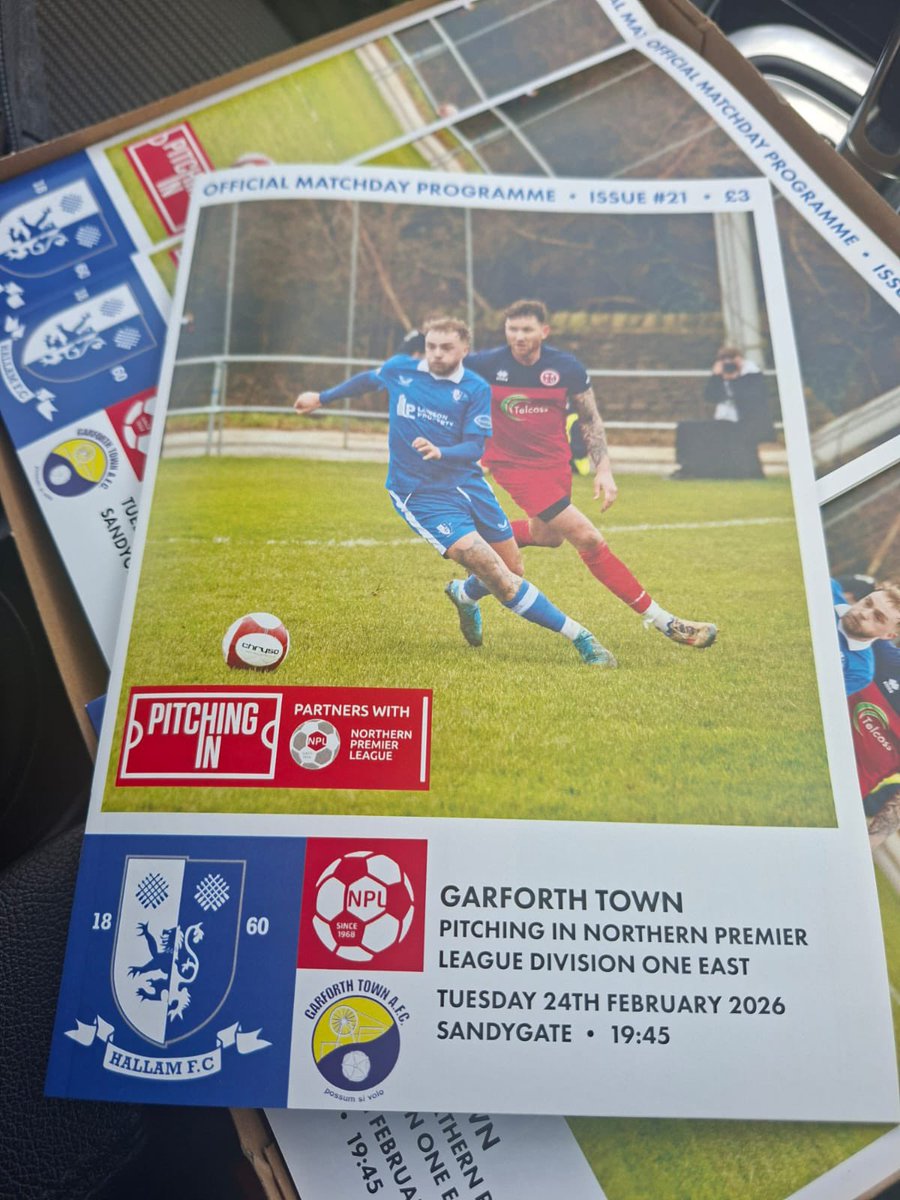 Programmes 📖 

We have made significant improvements to our matchday programmes, which are now externally printed for better quality and offer better value for money. 

Make sure to pick one up this evening! 

#HallamFC