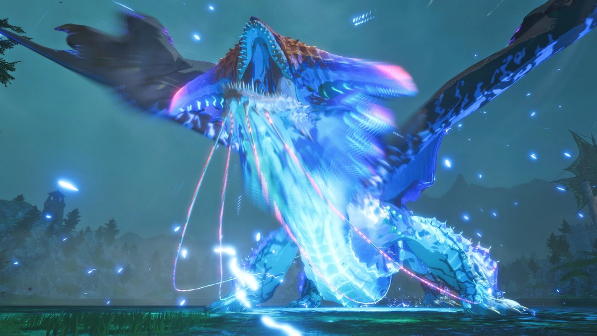 天変古龍ネロミェール 全身に水を纏い、大量の水を意のままに操る力を