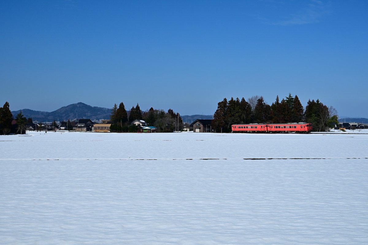 knet48511's tweet photo. 2/21(土)の朝は、運用通りなら土��日はキハ40単行ですが、キハ40+キハ40の重連でした。テストかイベントがあったのでしょうか。
お昼にはキハ40+キハ40の代走も見られました。
キハ40は、両運転台式で、1車端部にデッキ・乗降扉を持つスタイルで、原形を保っていて良いですね。

#城端線　 #キハ40 https://t.co/PqQ6QMl0jF