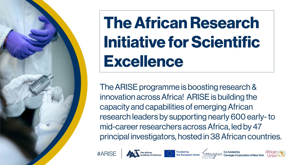 AASciences's tweet photo. The African Research Initiative for Scientific Excellence #ARISE programme is building the capacity &amp; capabilities of African research leaders by supporting nearly 600 mid-career researchers across Africa.
Learn more 👉 https://t.co/RR4Hn5VCho
@EU_Partnerships
@EU_Commission https://t.co/OHHHLMC6W1