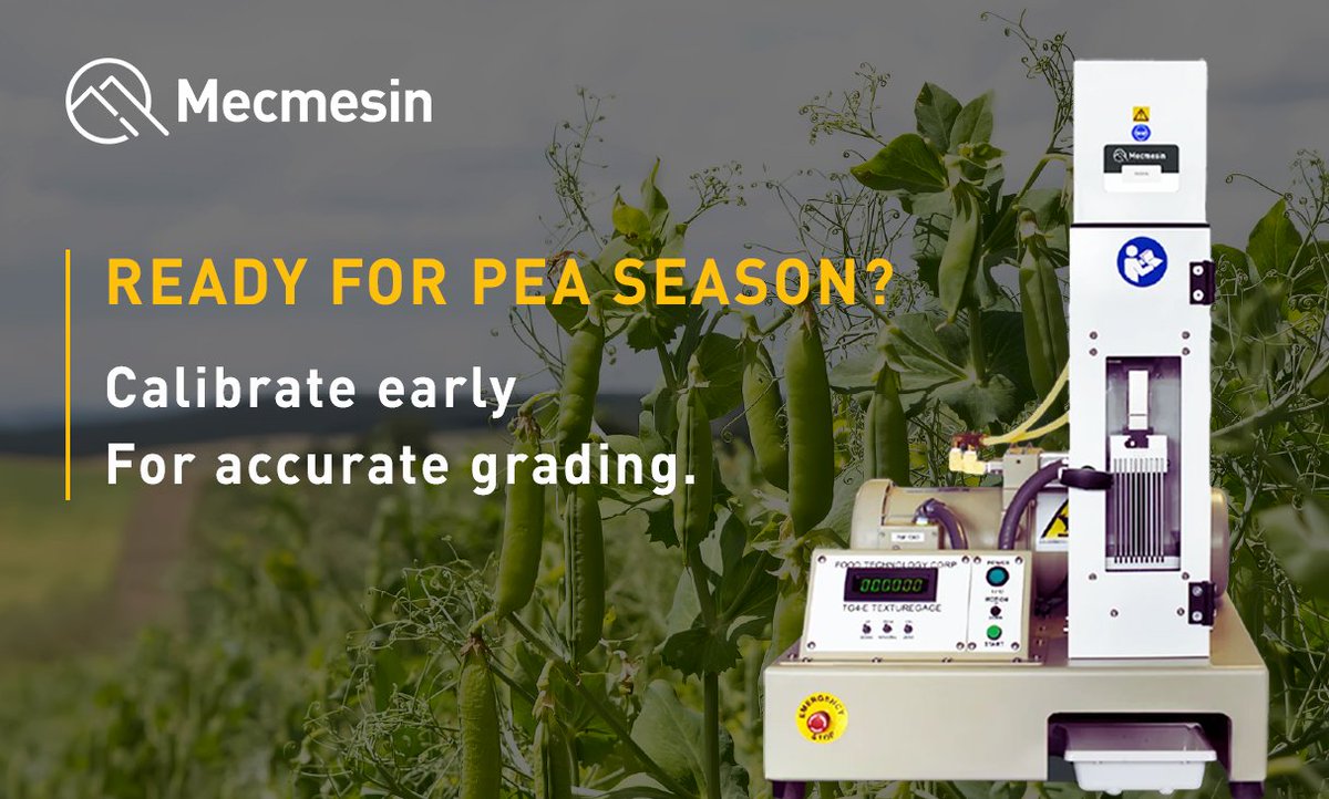 Mecmesin's tweet photo. #Pea #season is approaching. Is your tenderometer ready?

Calibration is critical for accurate tenderness readings and efficient grading. PEA #calibration for Mecmesin (and Food Technology Corp) #tenderometers is now available.

Register early today: https://t.co/LgL6mdTlom https://t.co/wz7BGwpPAz