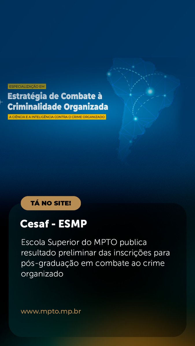 MPETocantins's tweet image. ☝️ Escola Superior do MPTO publica resultado preliminar das inscrições para pós-graduação em combate ao crime organizado.

🖥️ x.gd/uvAwP

👉 Seus direitos foram desrespeitados?
📞 Ligue 127.

#MPTO #MPTOAtuante #Tocantins