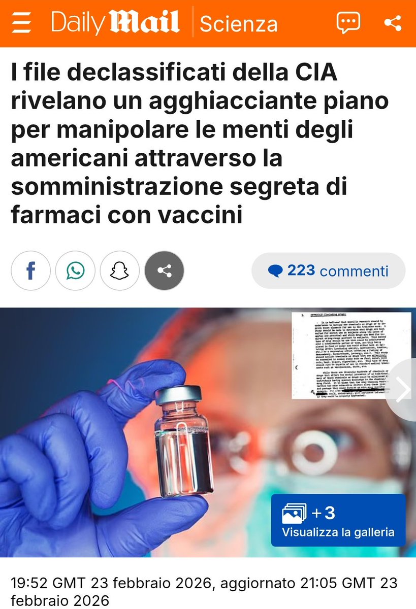 Quindi dagli anni '50, molto erroneamente, virus delle scimmie sono finiti più volte nei vaccini e altre volte la CIA ha pensato di usare i vaccini per alterare il comportamento umano. Ma sicuramente non è più successo.