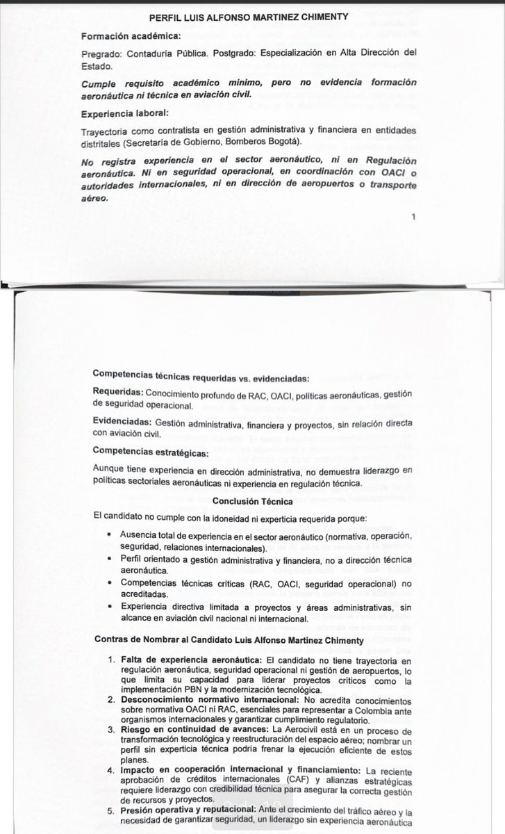 Y la seguridad aérea? Este documento interno de <a href="/AerocivilCol/">Aeronáutica Civil</a> muestra que el dr Chimenty no tiene  idea de tráfico aéreo, pero si tiene  "ausencia total de experiencia "   Que peligro! Que irresponsabilidad!  Sres <a href="/PGN_COL/">Procuraduría General de la Nación</a> Actúen!