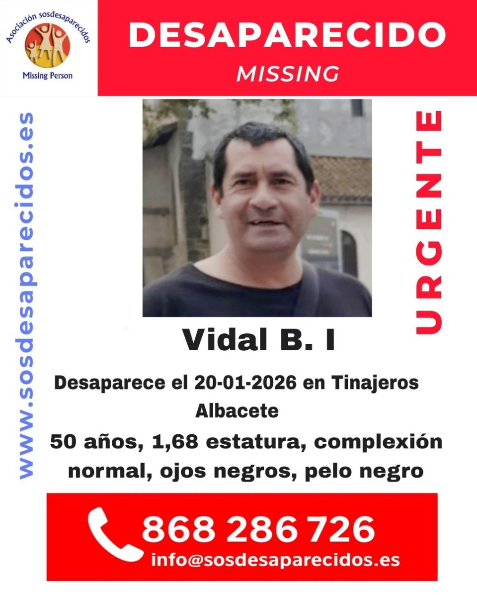 🆘 DESAPARECIDO
Continua desaparecido
#España #sosdesaparecidos
#Tinajeros #Albacete
Fuente: sosdesaparecidos
Síguenos <a href="/sosdesaparecido/">ALERTA DESAPARECIDOS</a>