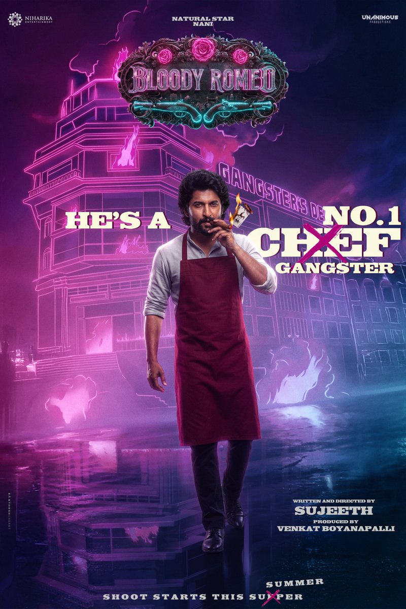The New Ganster in the Town 
Raises the Heat with his Arrival 🔥

He's a No.1 Gangster ❤️‍🔥
Get ready to meet him soon in cinemas as #BloodyRomeo 🤞

A <a href="/SanthoshCherrry/">Santhosh Andaluri</a> design 😎 

Natural Star <a href="/NameisNani/">Nani</a> <a href="/Sujeethsign/">Sujeeth</a> <a href="/NiharikaEnt/">Niharika Entertainment</a> 
#HappyBirthdayNani