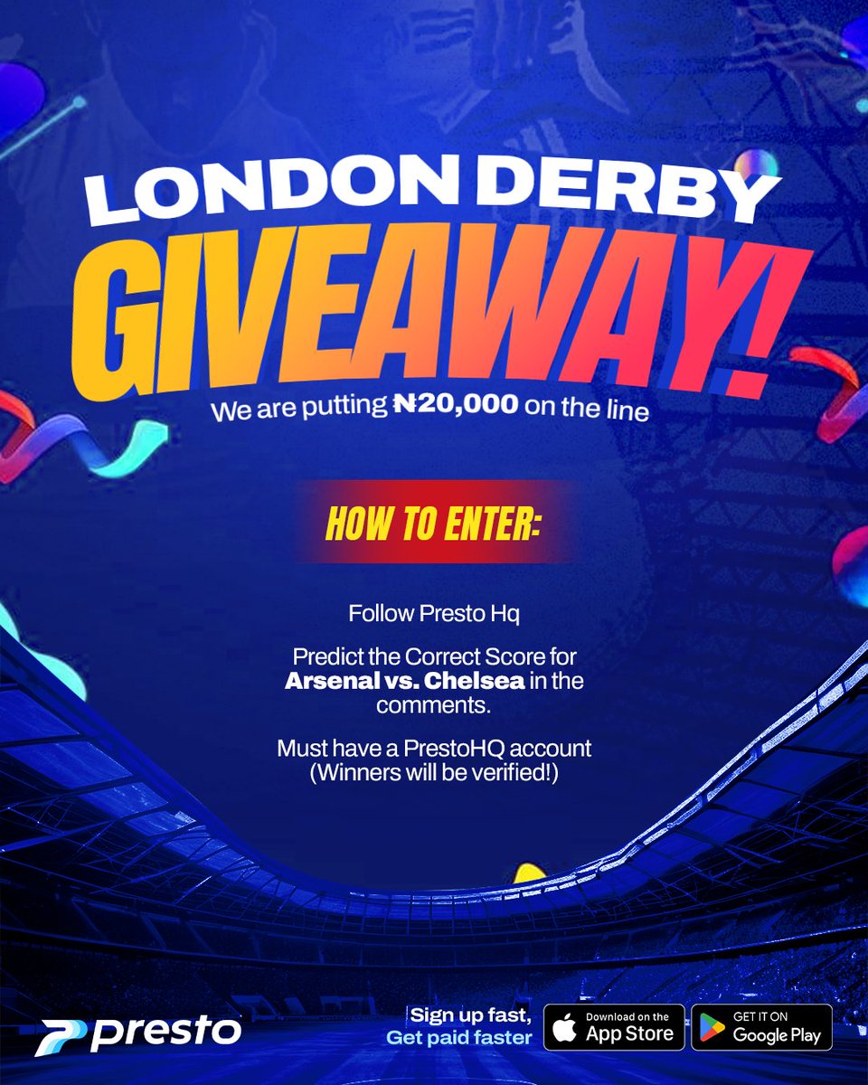 We’re putting ₦20,000 on the line for the big Arsenal vs. Chelsea clash! Do you have the vision to predict the final score? ⚽️

#arsenal #chelsea #londonderby