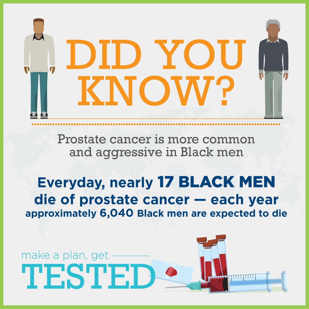 endprostatecncr's tweet photo. It's Black History Month. Did you know that Prostate Cancer is more common in Black Men? This is a good time to make a plan to get tested. https://t.co/oAhwyF552l