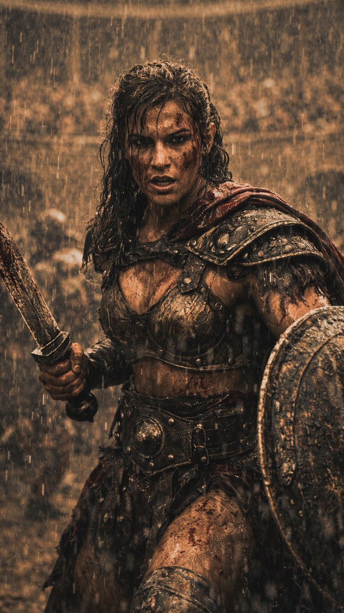 She fought through blood, rain, and empires , 💫⚔️ Would you stand with her… or run? #FantasyArt #warrior #epic