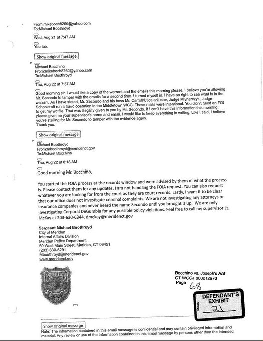 President Trump, please help!This is how Gov Lamont and Utica Ins rip off WC claimants. They had me arrested. I had to wait a week to get the warrant and a copy of the police report. Meriden PD made me do a FOIR to get them. I believe Attorney Dominick Secondo wrote all this up