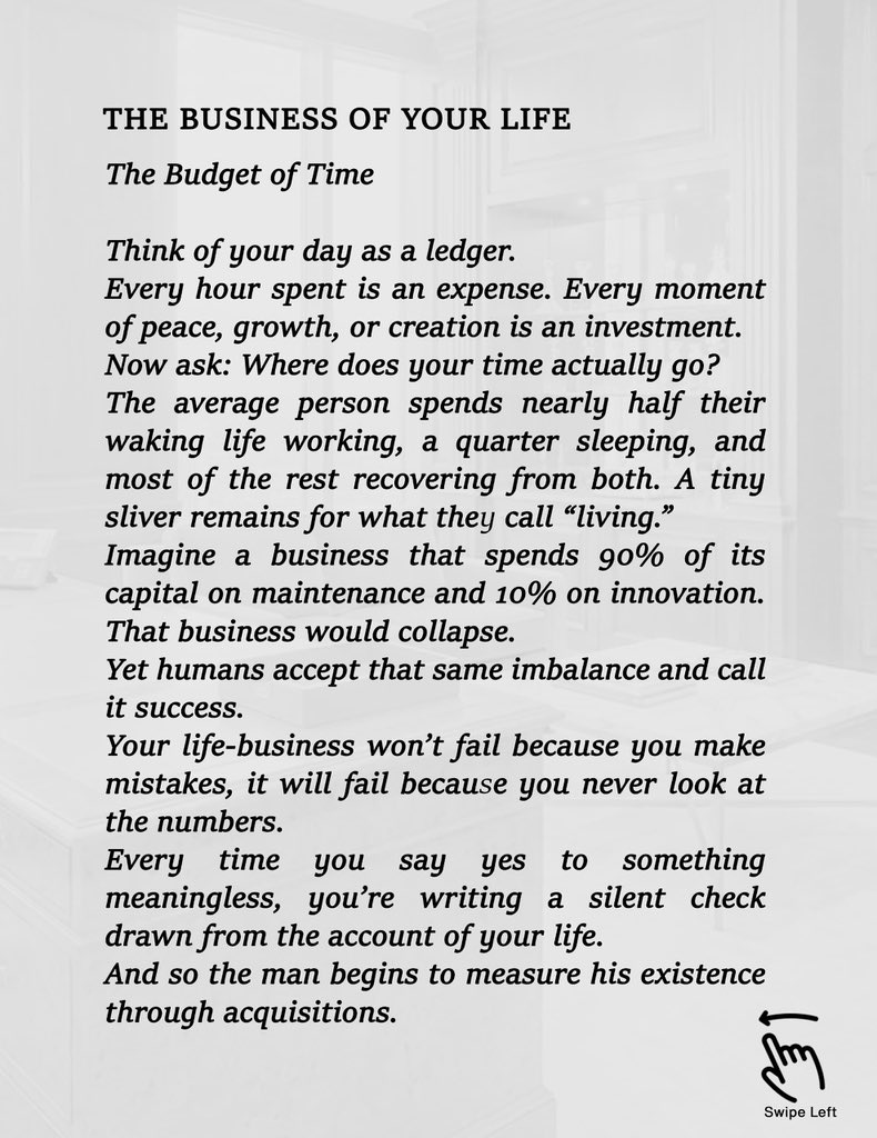 deRealGodfather's tweet photo. Your time is limited capital.

Where it goes,
your future follows.

#LegacyAfrica #TheBusinessOfYourLife #Viral https://t.co/a1l4bY32WE