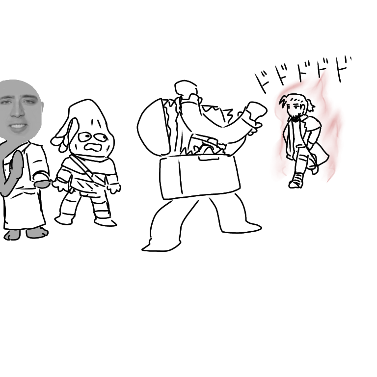 Jerochi_47's tweet photo. context: 
-me getting eat by mimic while one of my friend aura farm
#DnD #oc #doodle #ibispaintX #dungeonanddragons https://t.co/60V2R1zgcJ