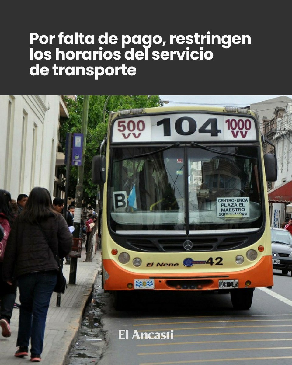 HAY ATRASOS DE HASTA CUATRO MESES

🚌 Las empresas La Rubí, Cooperativa San Fernando, GM y 25 de Agosto anunciaron la reducción de la prestación del servicio a partir del 25 de febrero. Las unidades circularán entre 6 y 20 horas.

elancasti.com.ar/informacion-ge…