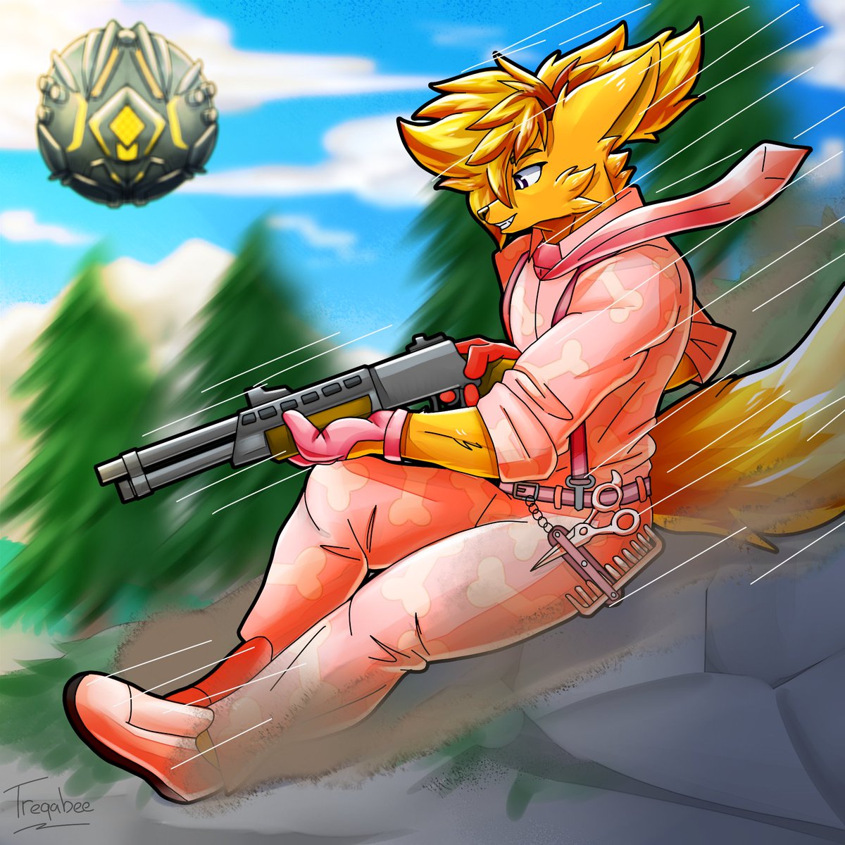 treqabee's tweet photo. Iko in Fortnite with Fetch outfit 🦴

#furryartwork https://t.co/Jg8H49K9uG