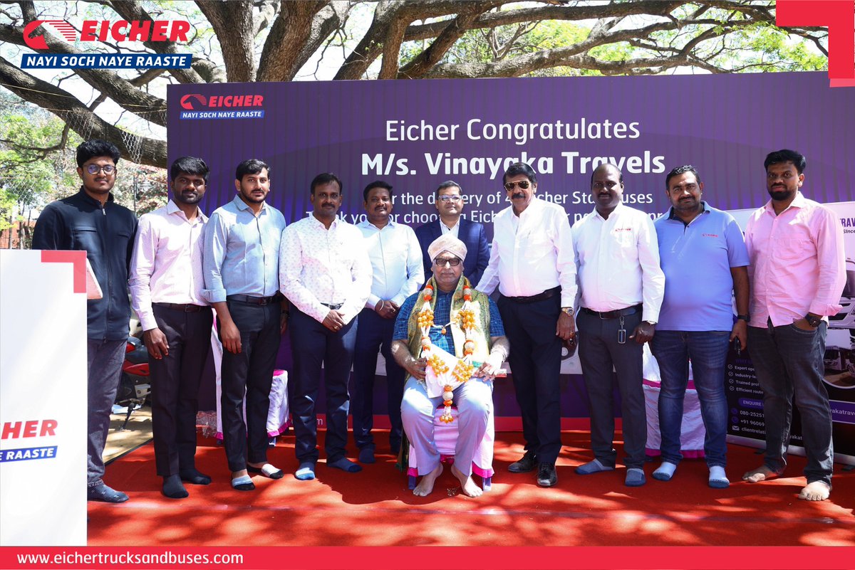 ETBIndia's tweet photo. Proud to deliver 41 Staff Buses to Vinayaka Travels, supporting safe and reliable commutes for Intel Technology in Bangalore. At Eicher, we drive dependable mobility—every day, every route. #EicherTrucksAndBuses #NayiSochNayeRaaste #StaffMobility #FleetDelivery https://t.co/xwAMVLCM2b