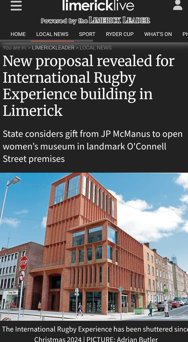 RobCross247's tweet image. The vacant International Rugby Experience could be converted into a national cultural institution, which would include a women’s museum for Limerick—now that’s a good idea. 👏 #DerelictIreland #VacantIreland #Limerick