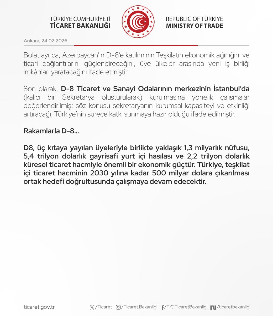T.C. Ticaret Bakanlığı tweet media