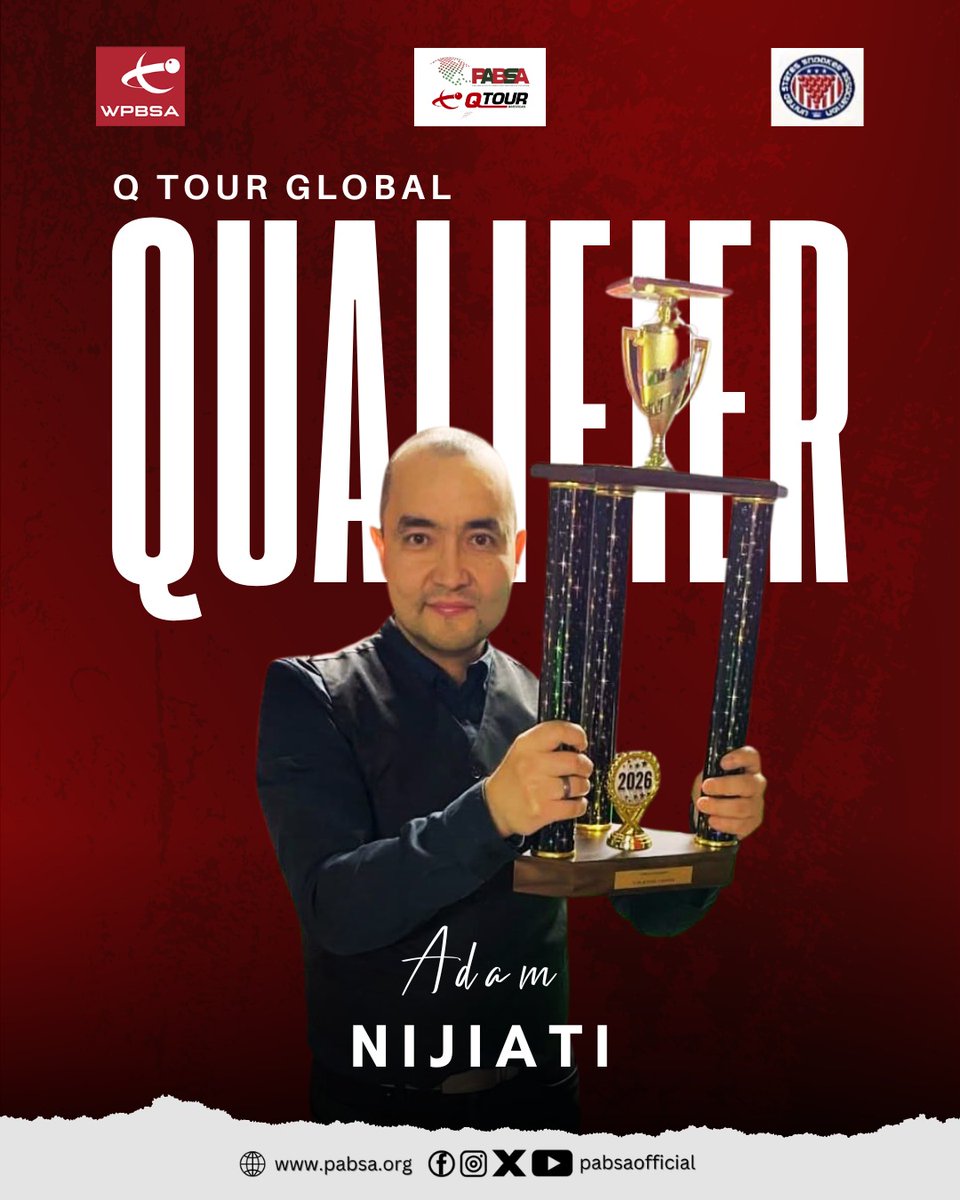 PABSAofficial's tweet photo. San Jose was not just a win, it was a statement.

Adam Nijiati’s Q Tour success places him firmly on the path toward Pro Q Tour qualification.

The WPBSA Q Tour Global Play-Offs are set to take place from 15–17 March in Gandia, Spain, where the next chapter begins. https://t.co/6qovDKfXPg