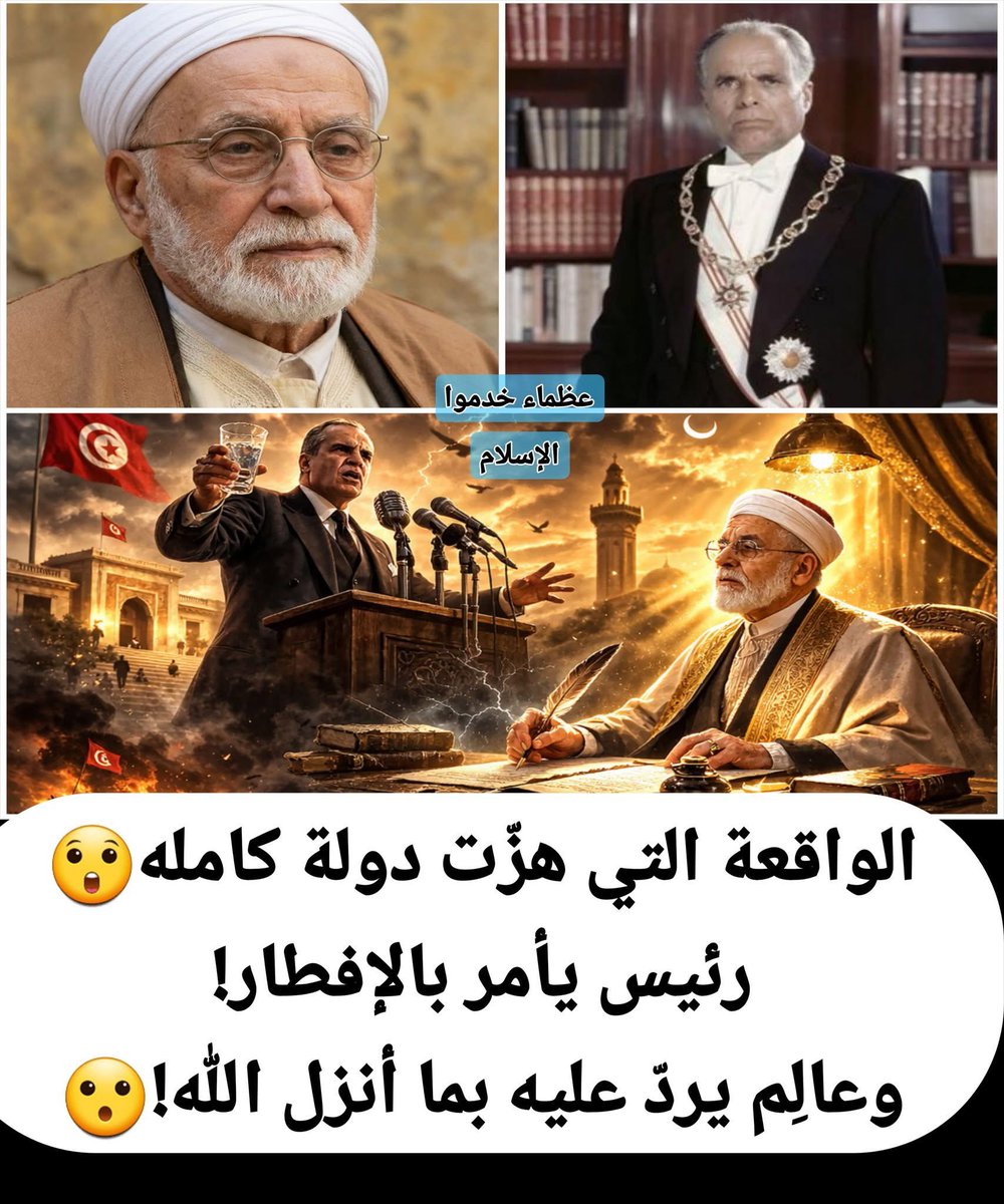 🌙🔥 قصة صيام رمضان التي هزّت دولة كاملة… وأظهرت معدن العلماء الحقيقيين!

تخيّل معي…

رئيس دولة عربية يقف أمام شعبه في نهار رمضان
وفي بثّ مباشر… يمسك كأس ماء ويرفعه أمام العالم! 😳💥

ثم يأمر الناس بالإفطار… ويطلب من المفتي أن يشرعن فعلته!

نعم، هذا ليس خيالًا…
إنها قصة
